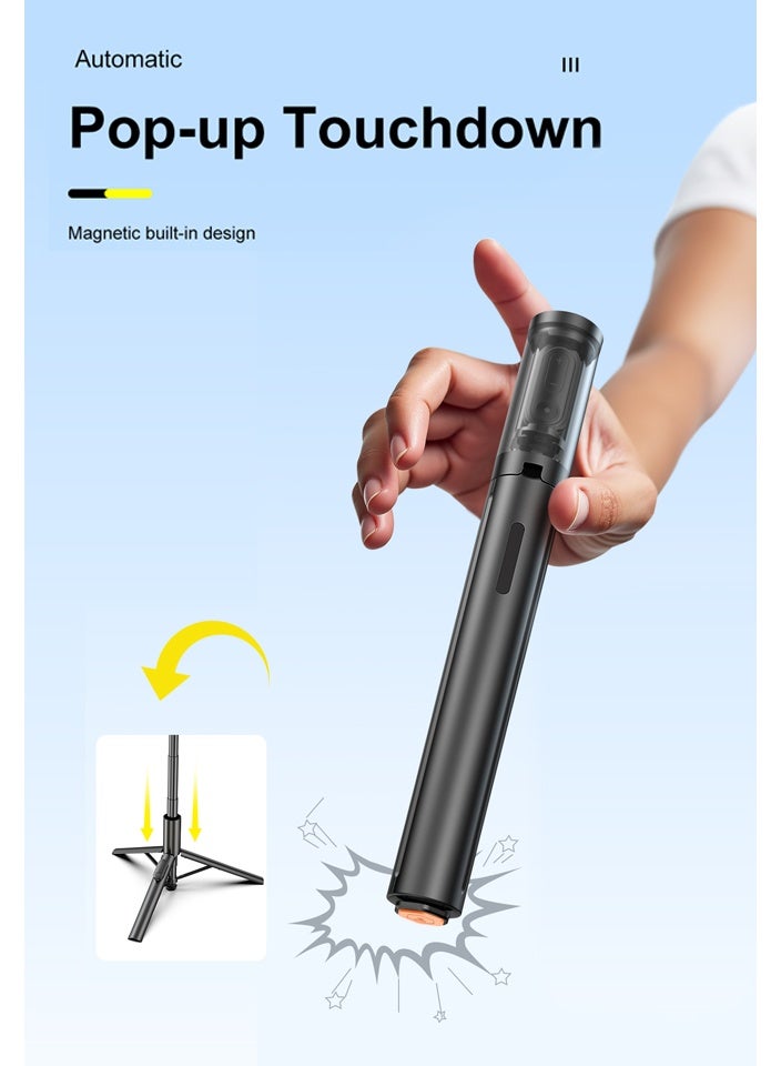 Black 68"(1.75M) Automatic Tripod,Portable,  Auto-Open Phone Tripod Stand with Magnetic Remote, All-in-1 Extendable Selfie Stick Travel Tripods for Cell Phone 360° Compatible with both iPhone and Android phones for taking photos and recording videos - Image 5